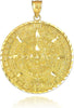 10K Yellow Gold round Aztec Mayan Calendar Charm Pendant - Choice of Size