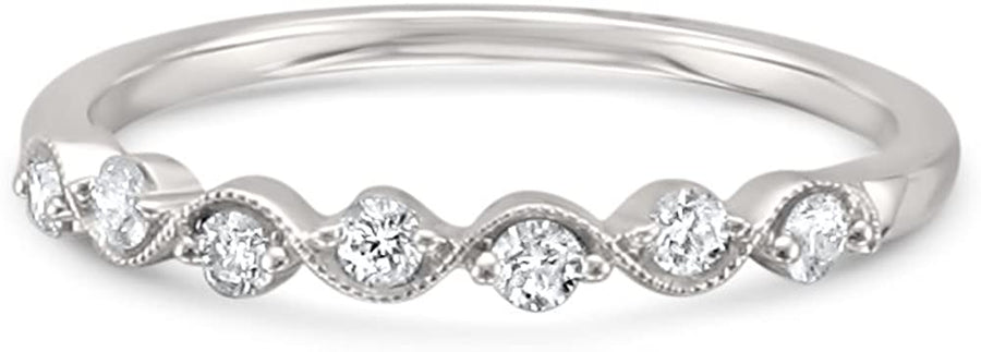 1/4 Cttw, 10K White Gold 7-Stone round Diamond Bridal Wedding Band Ring (1/4 Cttw, I-J, I2)