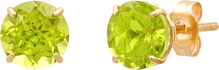 5.5 MM round Gemstone Ladies Solitaire Stud Earrings, Available in Various Gemstones & Metal in 10K Yellow Gold