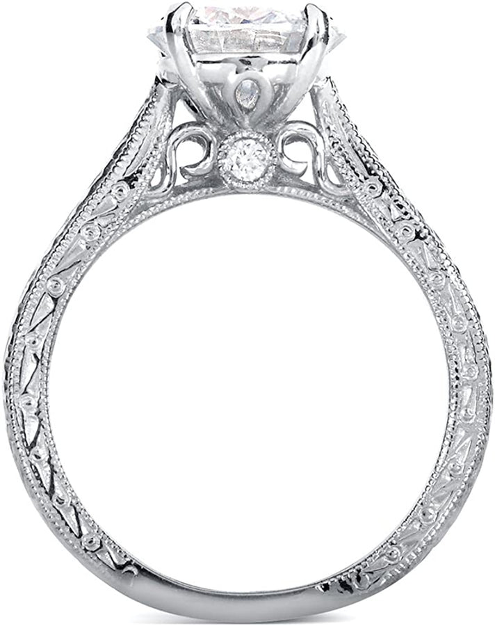 Antique Style Style Moissanite Engagement Ring 1 1/2 CTW 14K White Gold