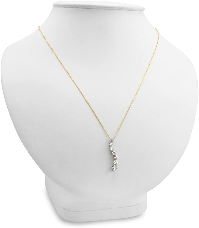 AGS Certified 1/2Ct TW Journey Diamond Pendant Necklace in 10K Gold on an 18 Inch 10K Gold Chain | Real Diamonds in Real 10K White Gold or Yellow Gold