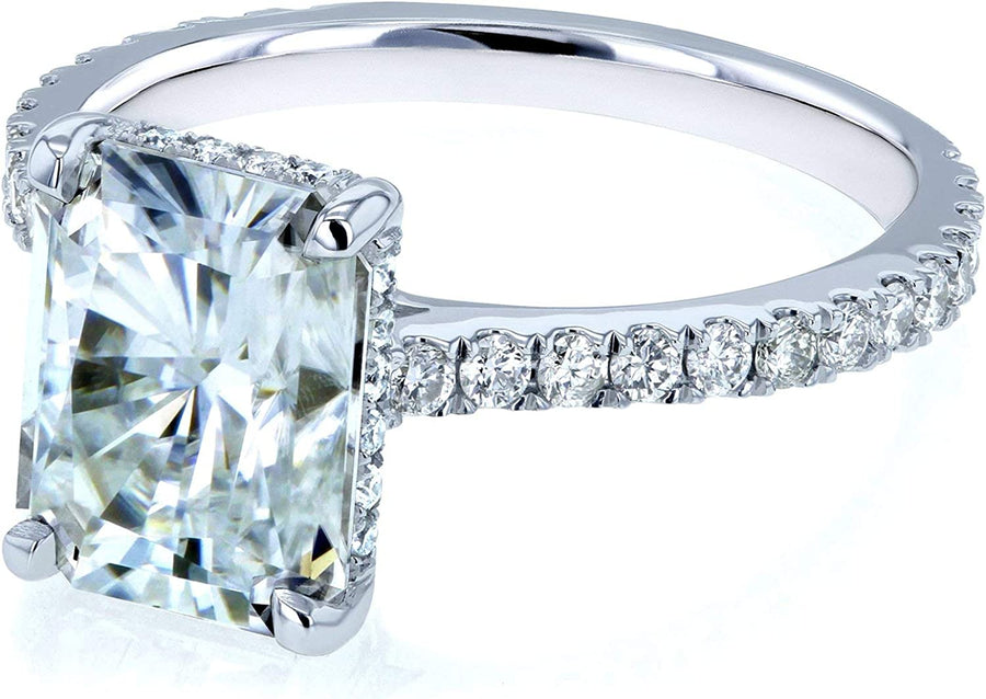 Radiant-Cut Moissanite Engagement Ring 3 1/10 CTW 14K White Gold